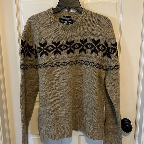 Vintage Abercrombie & Fitch Isle Nordic Crewneck muscle Sweater size large EUC - Picture 1 of 9
